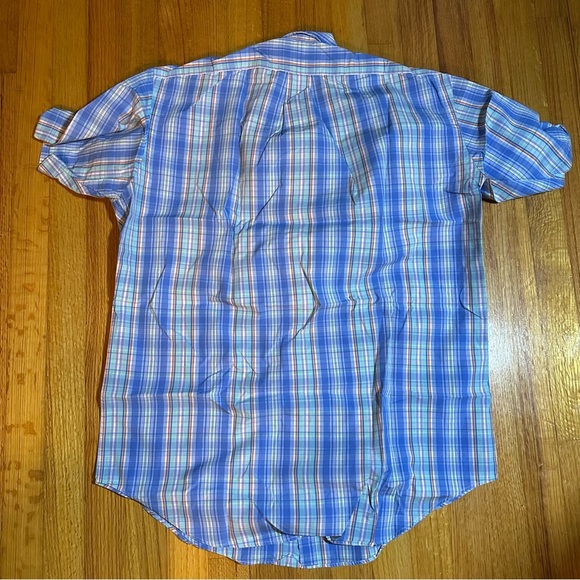POLO RALPH LAUREN Short Sleeve Classic Fit Button Shirt Plaid Size Medium(e5 - Picture 3 of 9